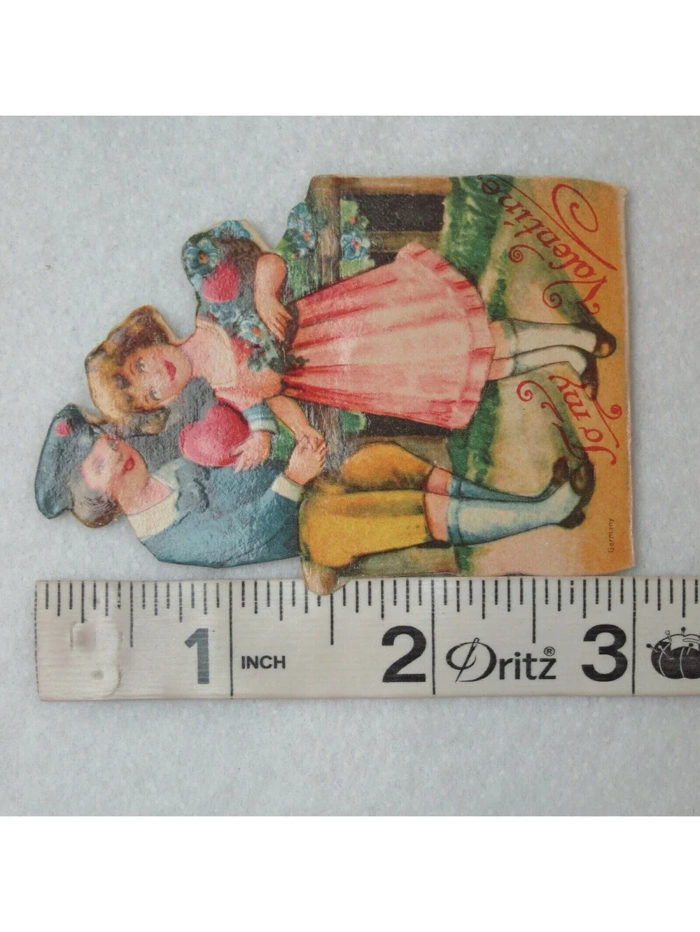 Vintage Valentine Die Cut Stand Up Boy Sailor Suit Girl Flowers 1920-30s Germany